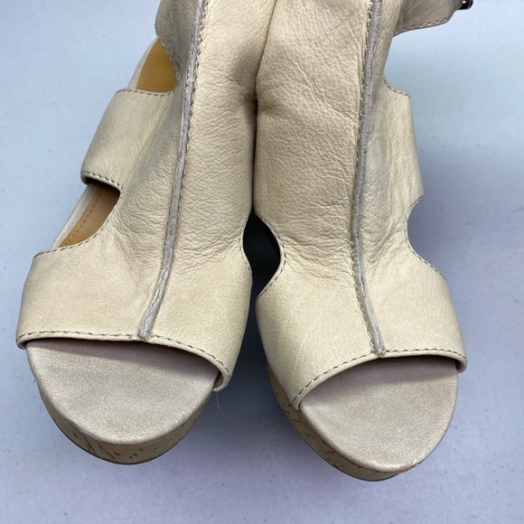 Franco Sarto TAN Leather Platform Sandals, 7.5 Winter Sale - Picture 2 of 11